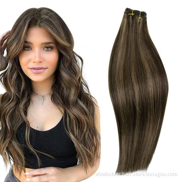 Wholesale Straight Remy Hair Weft Extensions 12-30 Inch Sew in Weft Extensions Full Head Double Wefted Human Hair Bundles